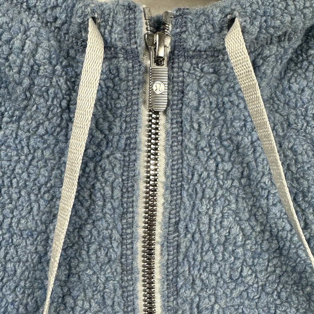 Lululemon Women's Sherpa Hoodie Size 6 Blue Full Zip Wool Blend Fleece - Picture 5 of 6